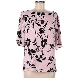 DKNY Pink and Black Floral Blouse